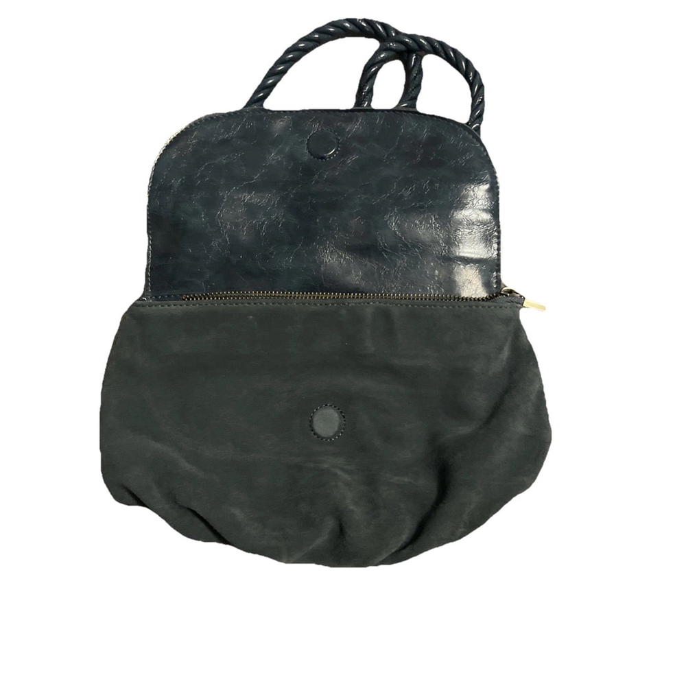 Anthropologie Suede Rope Strap Shoulder Bag | Slate Blue | Vintage Y2K Boho Bag - Picture 4 of 7